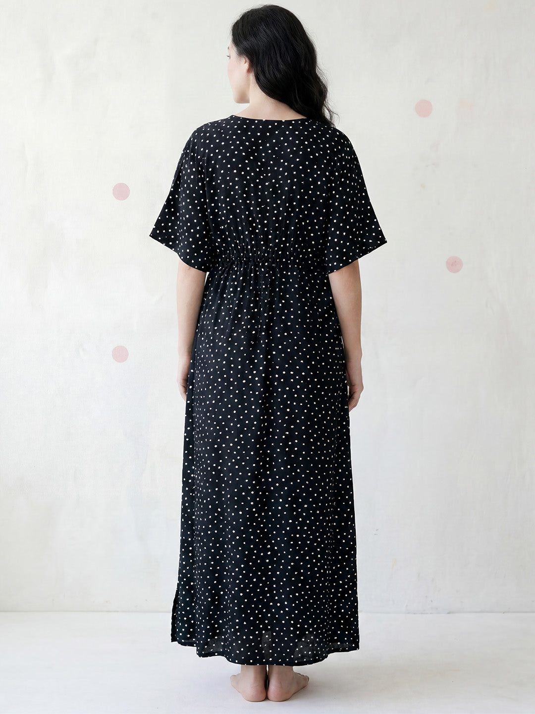 Black Polka Dot Rayon Kaftan