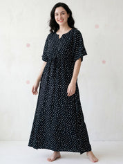 Black Polka Dot Rayon Kaftan