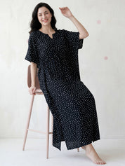 Black Polka Dot Rayon Kaftan