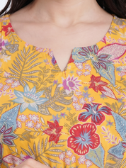 Yellow Floral Rayon Kaftan