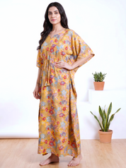 Yellow Floral Rayon Kaftan