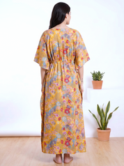Yellow Floral Rayon Kaftan