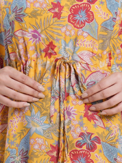 Yellow Floral Rayon Kaftan