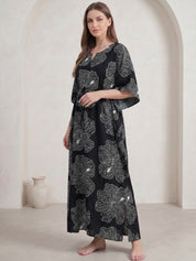 Black Abstract Rayon Kaftan