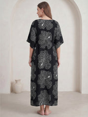 Black Abstract Rayon Kaftan