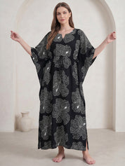 Black Abstract Rayon Kaftan