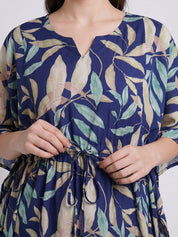 Blue Leaf Rayon Kaftan