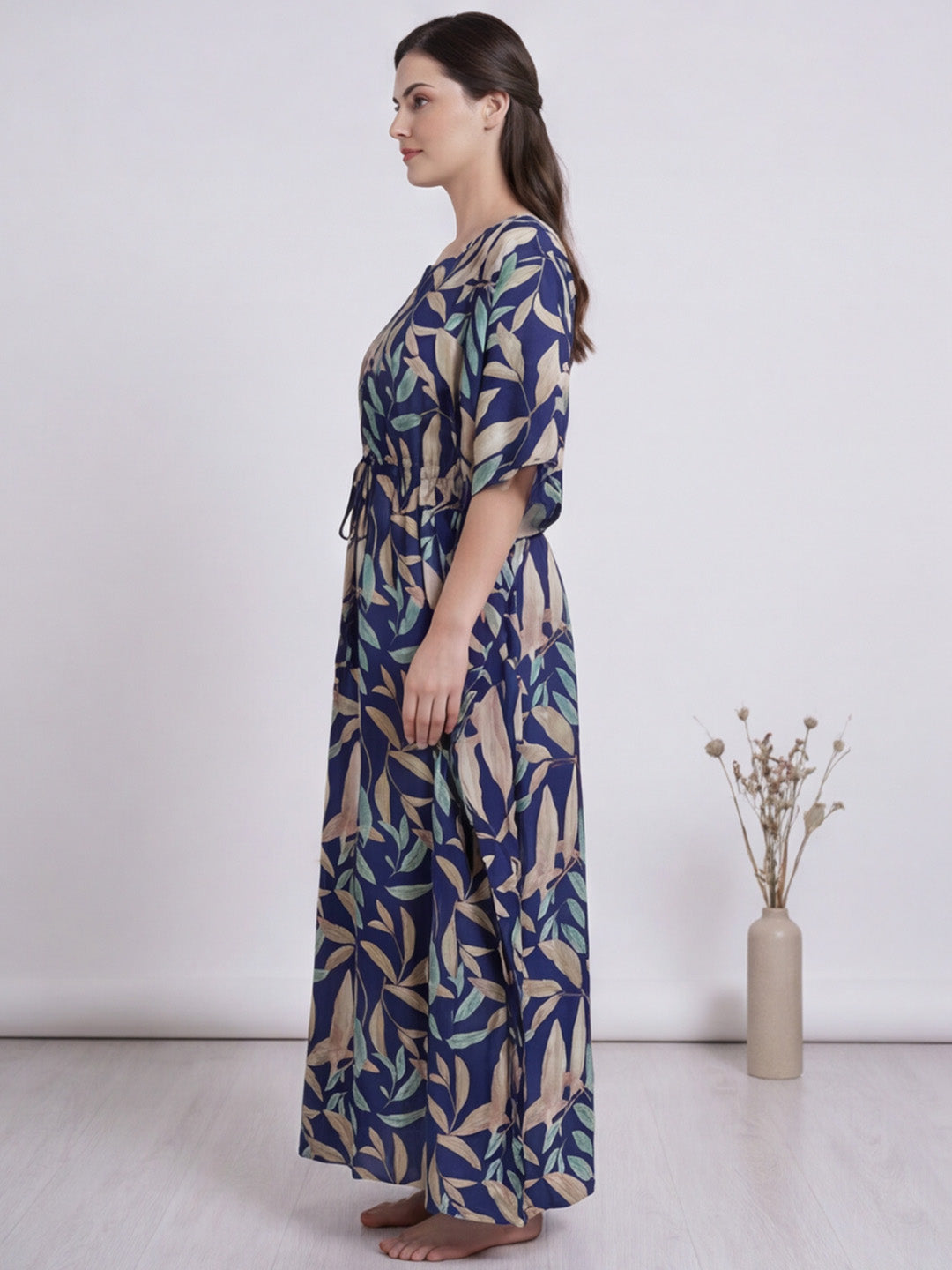 Blue Leaf Rayon Kaftan