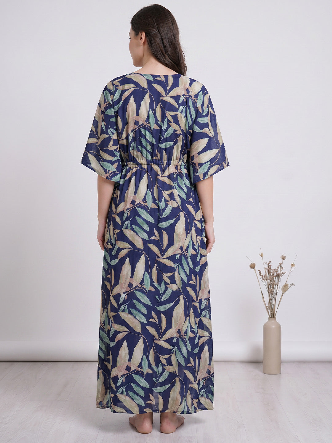 Blue Leaf Rayon Kaftan