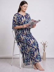 Blue Leaf Rayon Kaftan