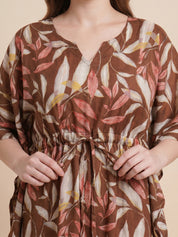 Brown Leaf Rayon Kaftan
