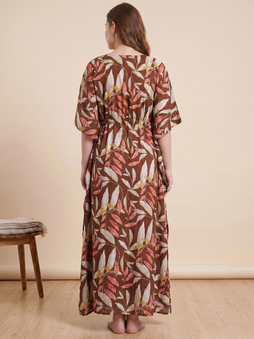 Brown Leaf Rayon Kaftan