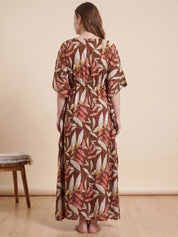 Brown Leaf Rayon Kaftan