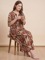 Brown Leaf Rayon Kaftan