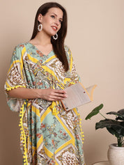 Yellow Printed Maternity Kaftan