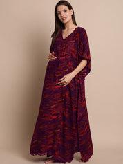 Purple Printed Maternity Kaftan