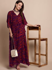Purple Printed Maternity Kaftan
