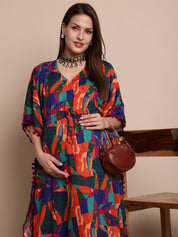 Multicolour Printed Maternity Kaftan