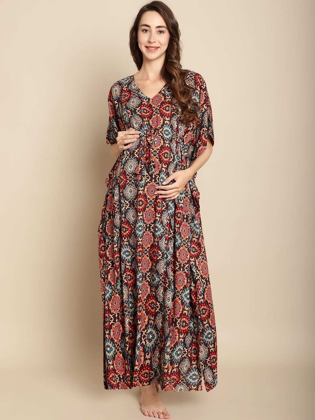 Printed Multi Colour Maternity Kaftan