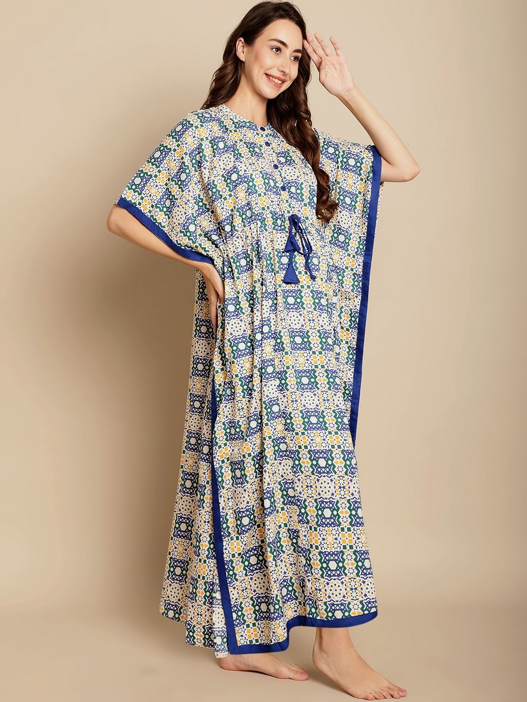 Geometric Print Multi Colour Maternity Kaftan