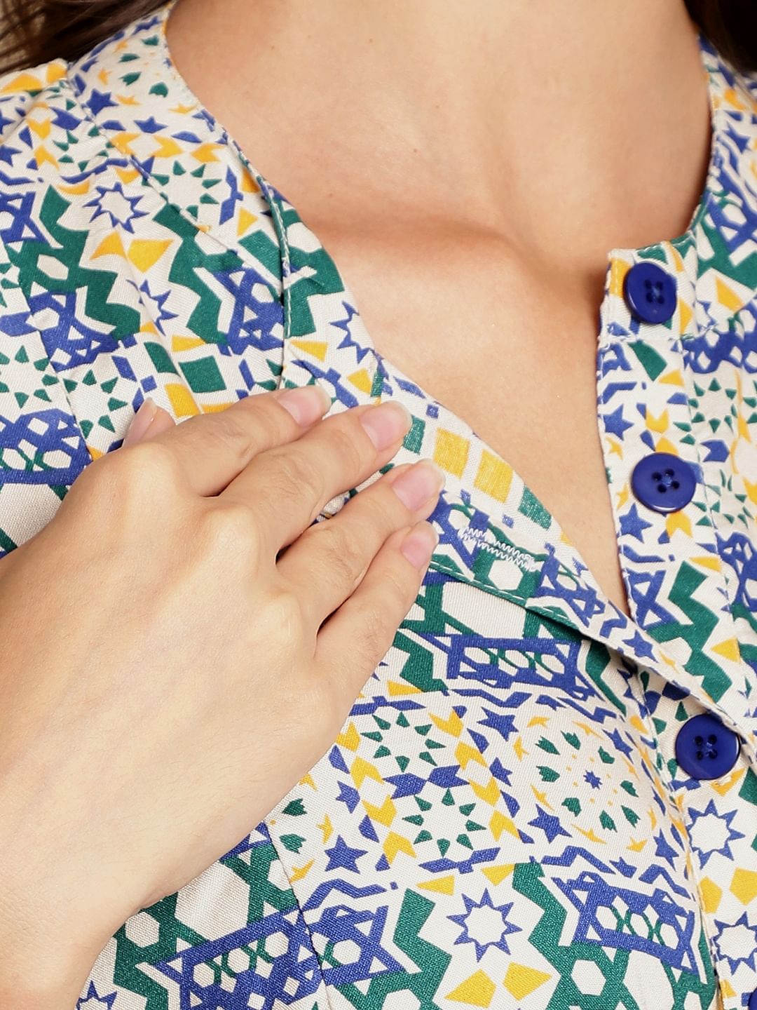 Geometric Print Multi Colour Maternity Kaftan