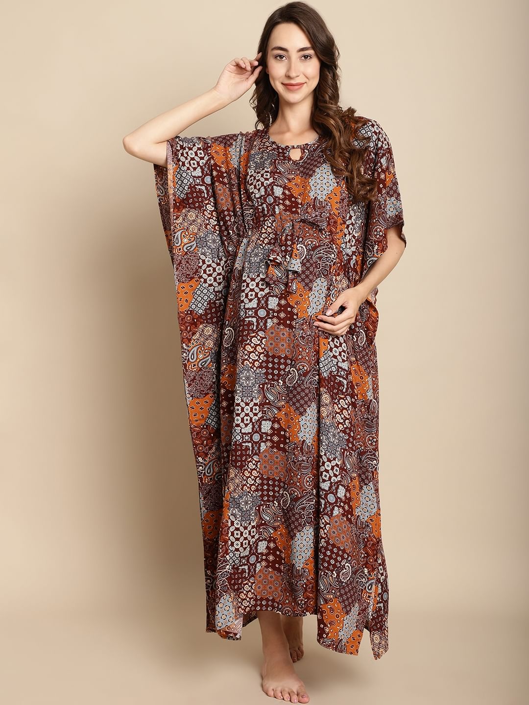 Printed Multi Colour Maternity Kaftan