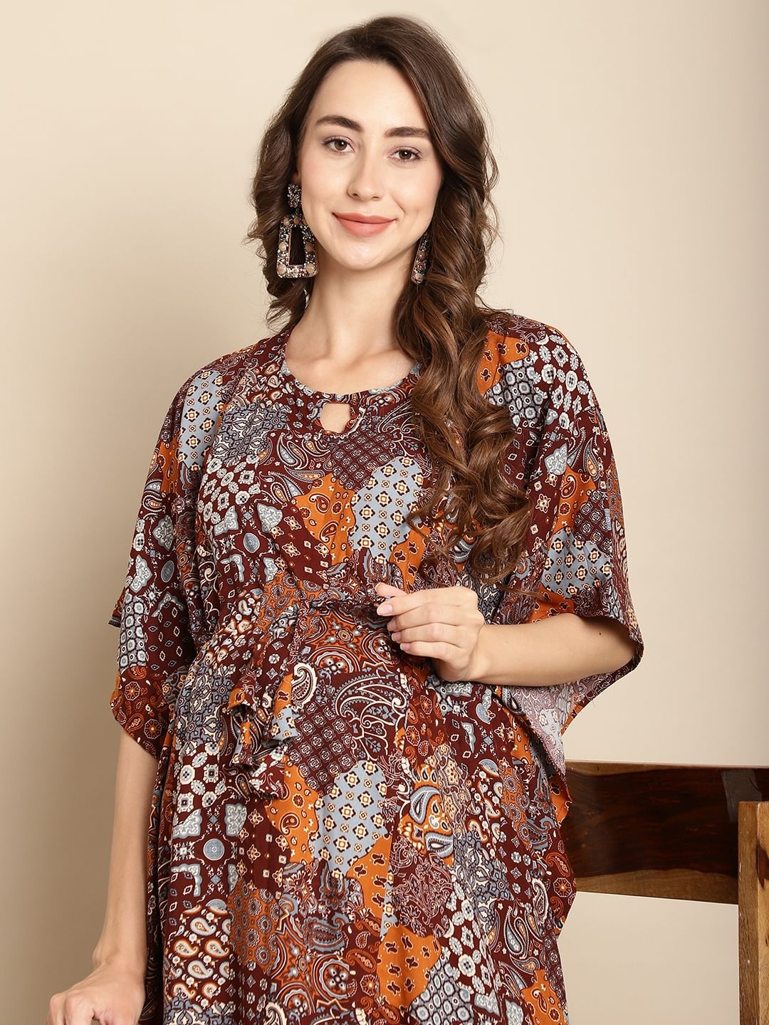 Printed Multi Colour Maternity Kaftan