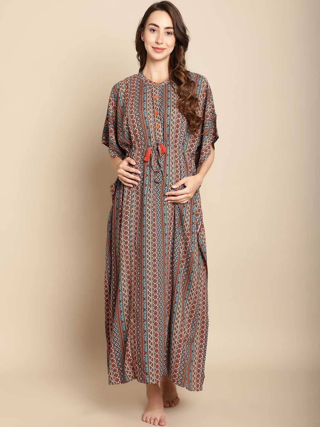 Printed Multi Colour Maternity Kaftan