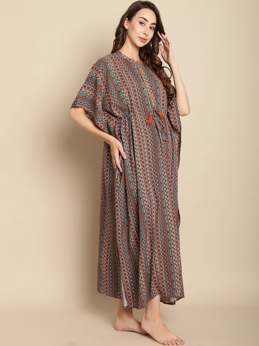 Printed Multi Colour Maternity Kaftan