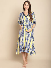 Tie & Dye Blue Maternity Kaftan