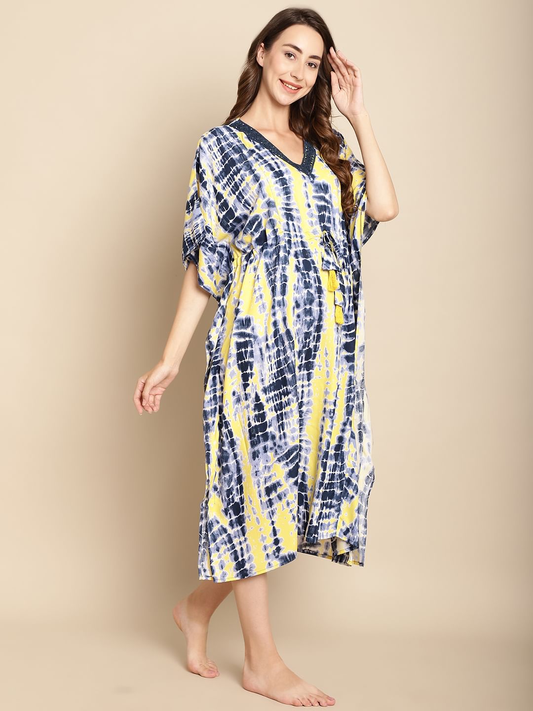 Tie & Dye Blue Maternity Kaftan
