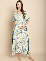 Marble Print Blue Maternity Kaftan