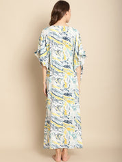 Marble Print Blue Maternity Kaftan