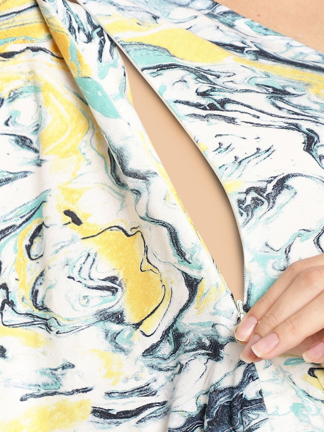 Marble Print Blue Maternity Kaftan