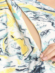 Marble Print Blue Maternity Kaftan