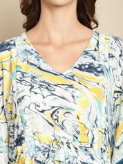 Marble Print Blue Maternity Kaftan
