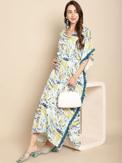 Marble Print Blue Maternity Kaftan