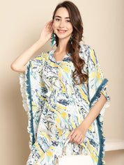 Marble Print Blue Maternity Kaftan