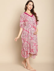 Printed Pink Maternity Kaftan