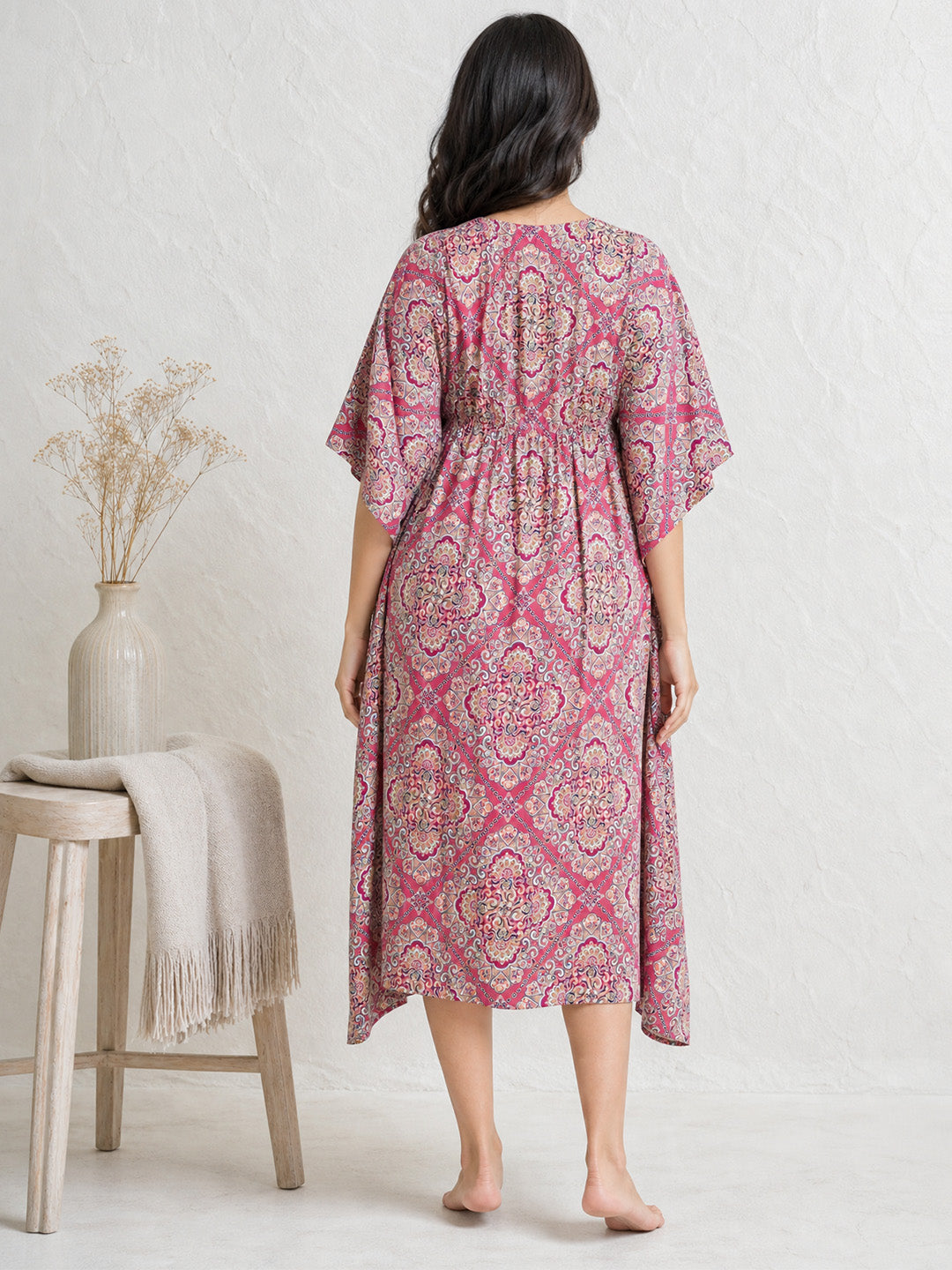 Printed Pink Maternity Kaftan