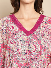 Printed Pink Maternity Kaftan