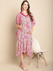 Printed Pink Maternity Kaftan