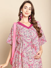 Printed Pink Maternity Kaftan