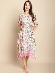Floral Light Pink Maternity Kaftan