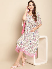 Floral Light Pink Maternity Kaftan