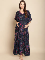 Floral Navy Blue Maternity Kaftan