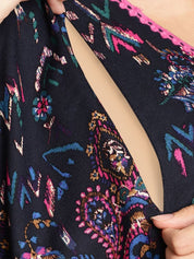 Floral Navy Blue Maternity Kaftan