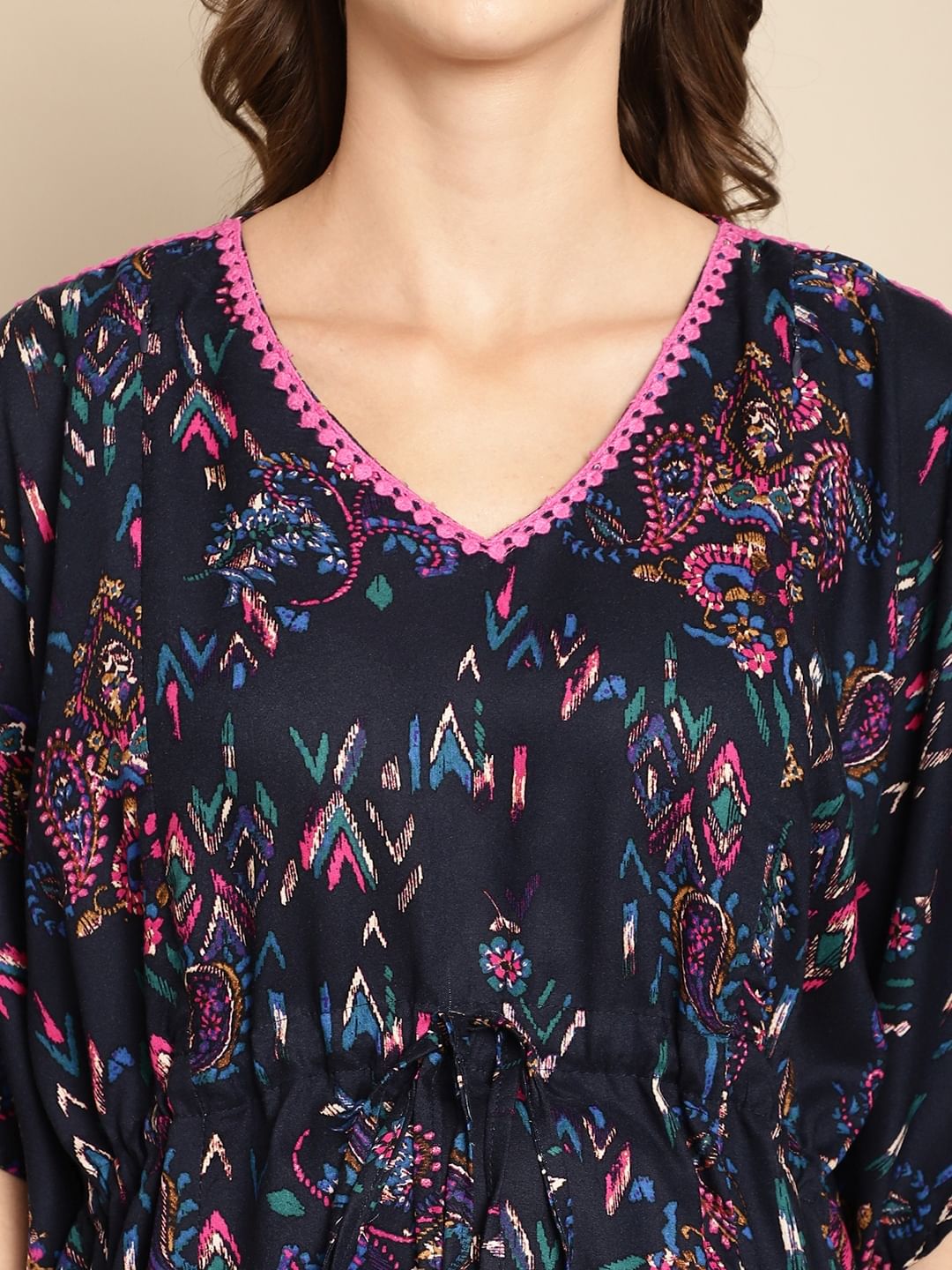 Floral Navy Blue Maternity Kaftan