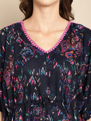 Floral Navy Blue Maternity Kaftan