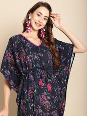 Floral Navy Blue Maternity Kaftan